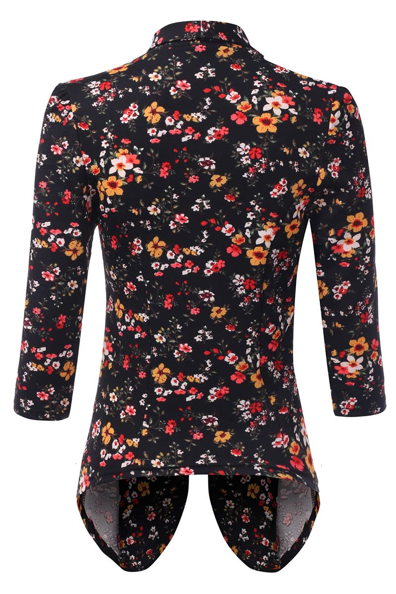 CWOBL089_Casual Work 3/4 Sleeve Open Front Blazer