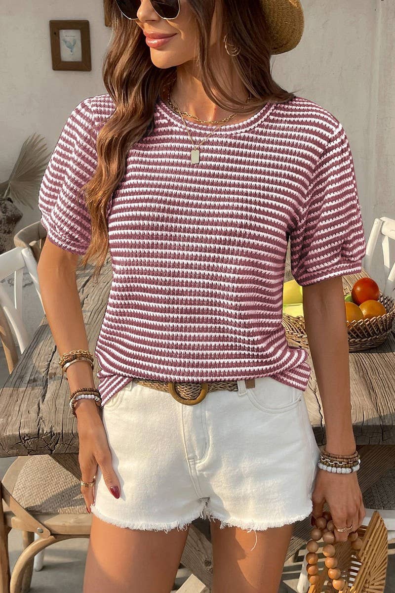 CWTTS1360_SUMMER WOMEN'S CASUAL PUFF SLEEVE TOPS