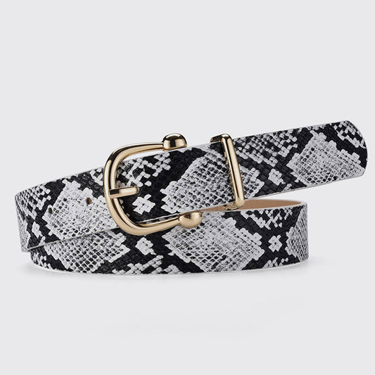 TREND SERPENTINE PU LEATHER GOLD BUCKLE BELT