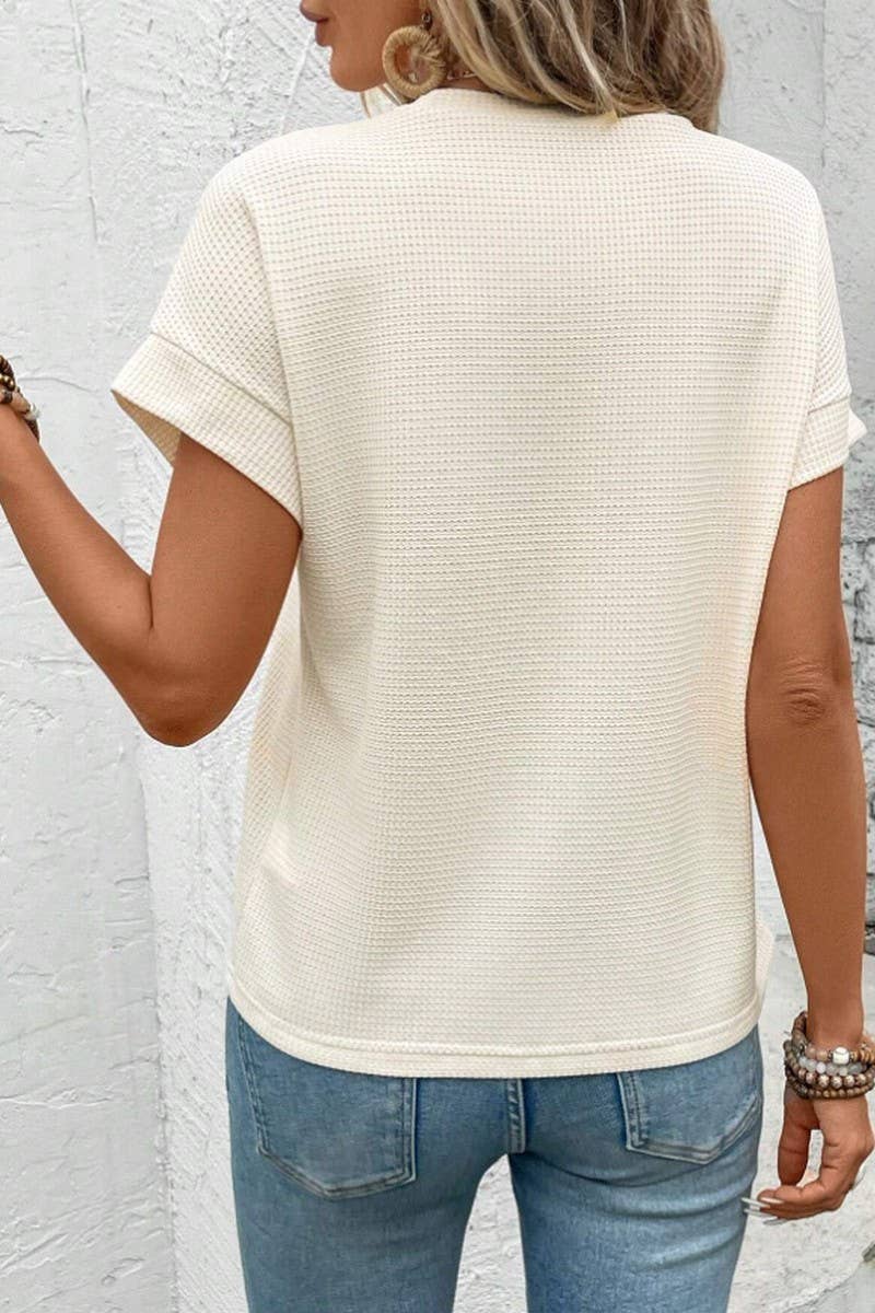 CWTTS1499_SOLID COLOR ROUND NECK COMFORTABLE CASUAL TEE