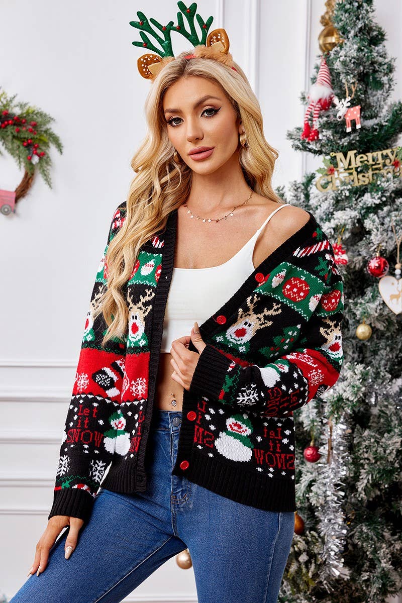 CWOCAL0686_CASUAL LONG SLEEVE CHRISTMAS CARDIGAN SWEATER