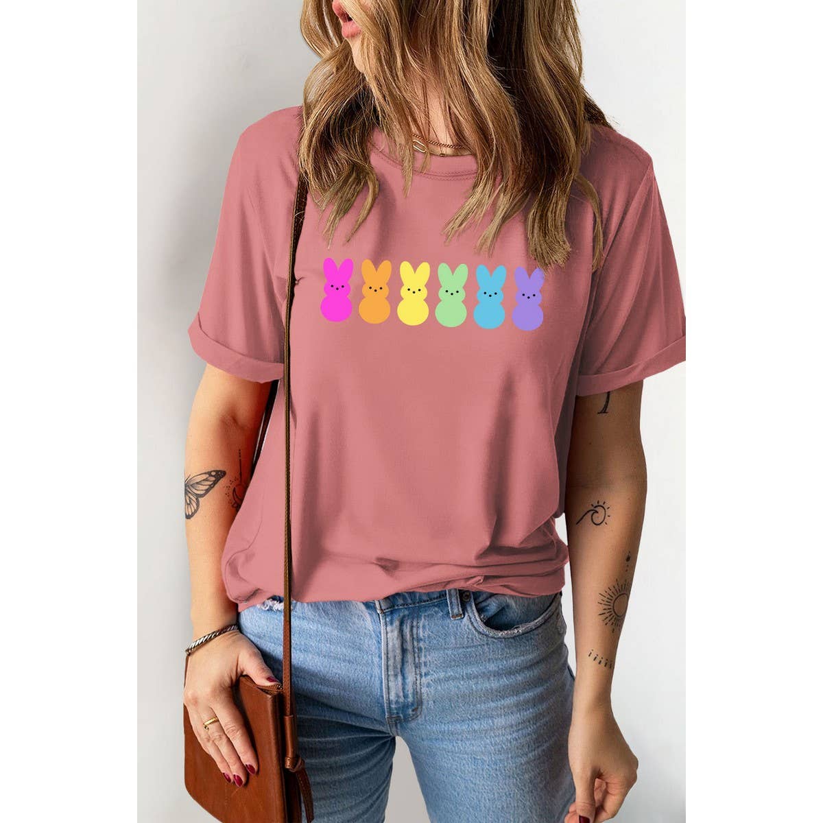 CUTE PRINTED BUNNY ROUND NECK T SHIRT FOR EASTER_CWTTS0790