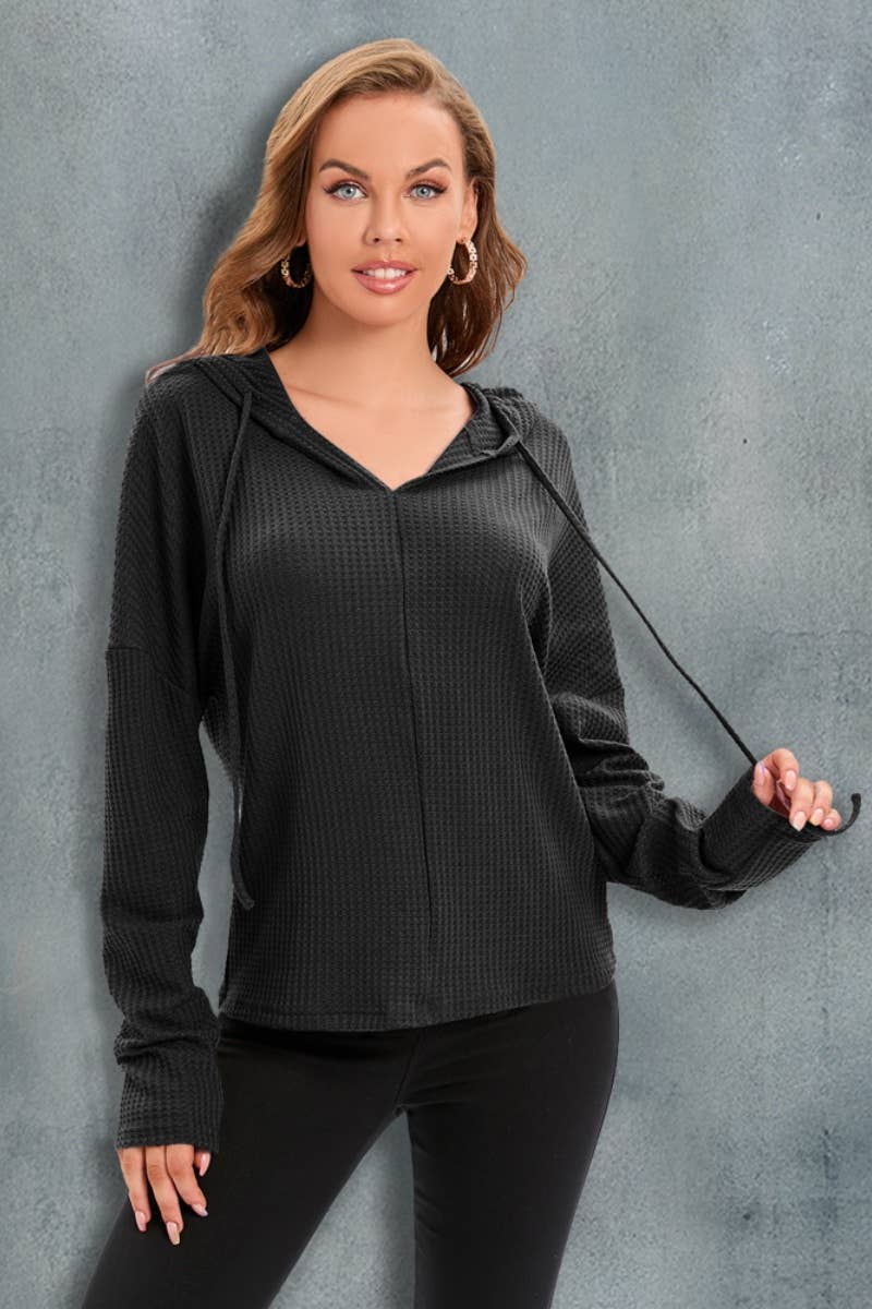 CWOSWL6359_LONG-SLEEVED DRAWSTRING HOODED SWEATER TOP
