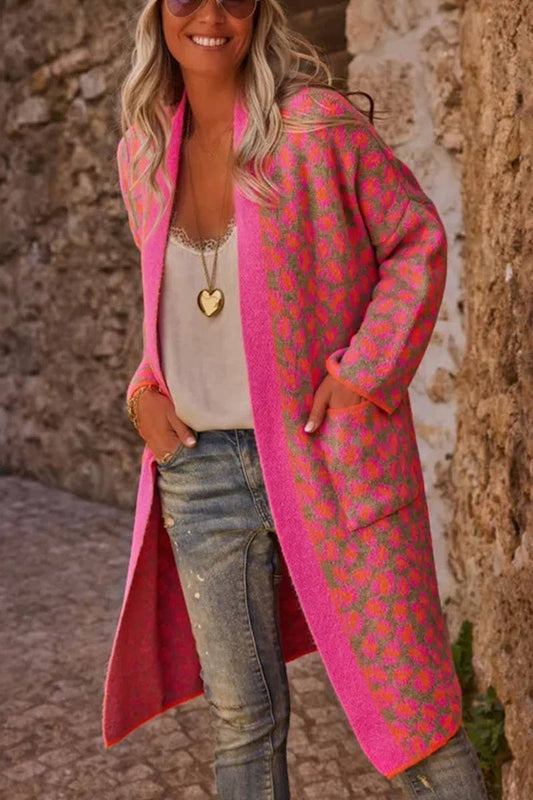 CWOCAL00727_COLORBLOCK LEOPARD PRINT LONG KNITTED CARDIGAN