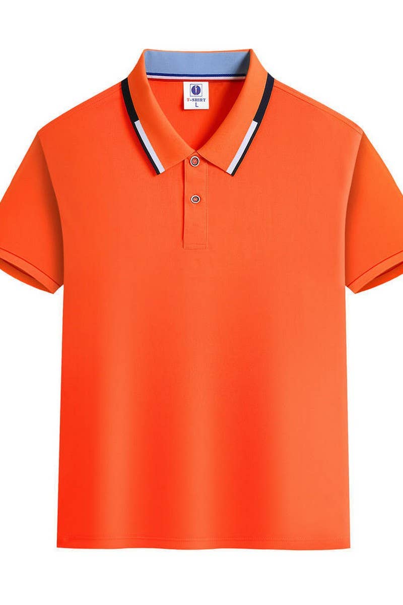 CWTBLS02422_SOLID COLOR COLLAR CONTRAST LAPEL POLO SHIRT