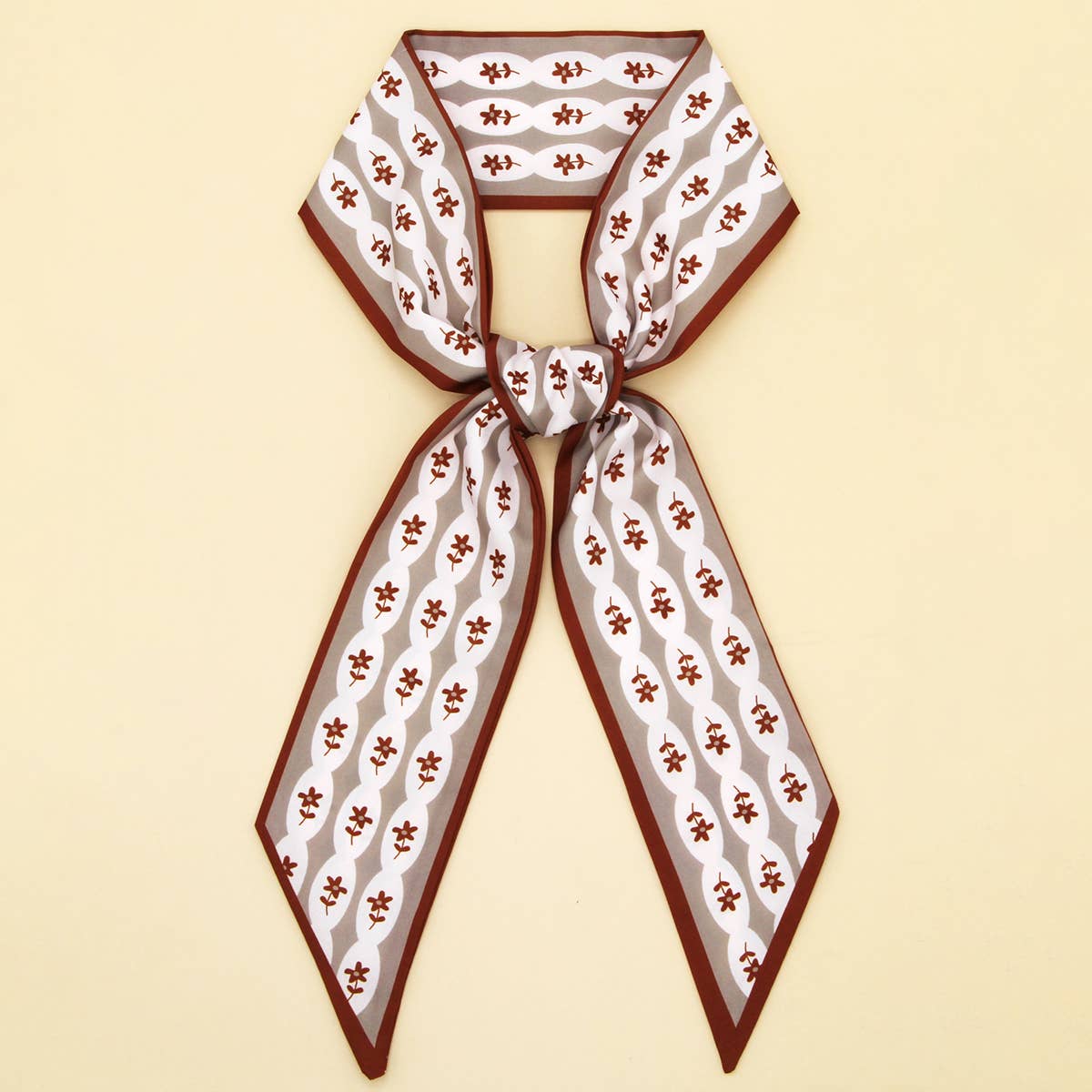 Chic Bowknot Letter Print Skinny Scarf Ribbon_CWASC0099