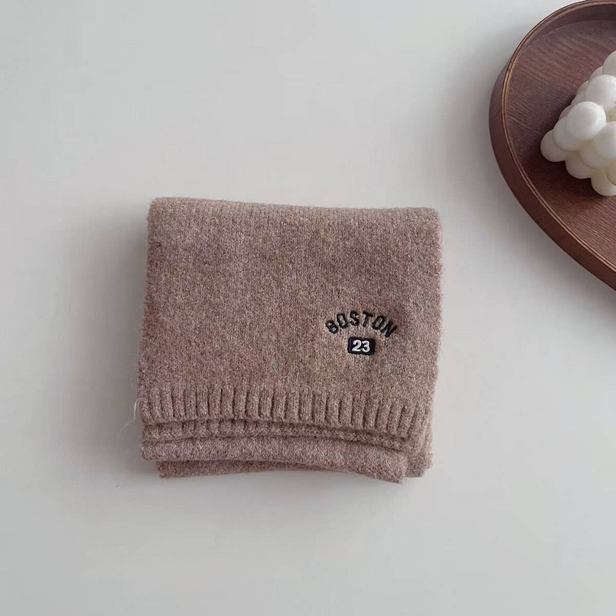 Embroidered Wool Scarf for Kids - Winter Warmth