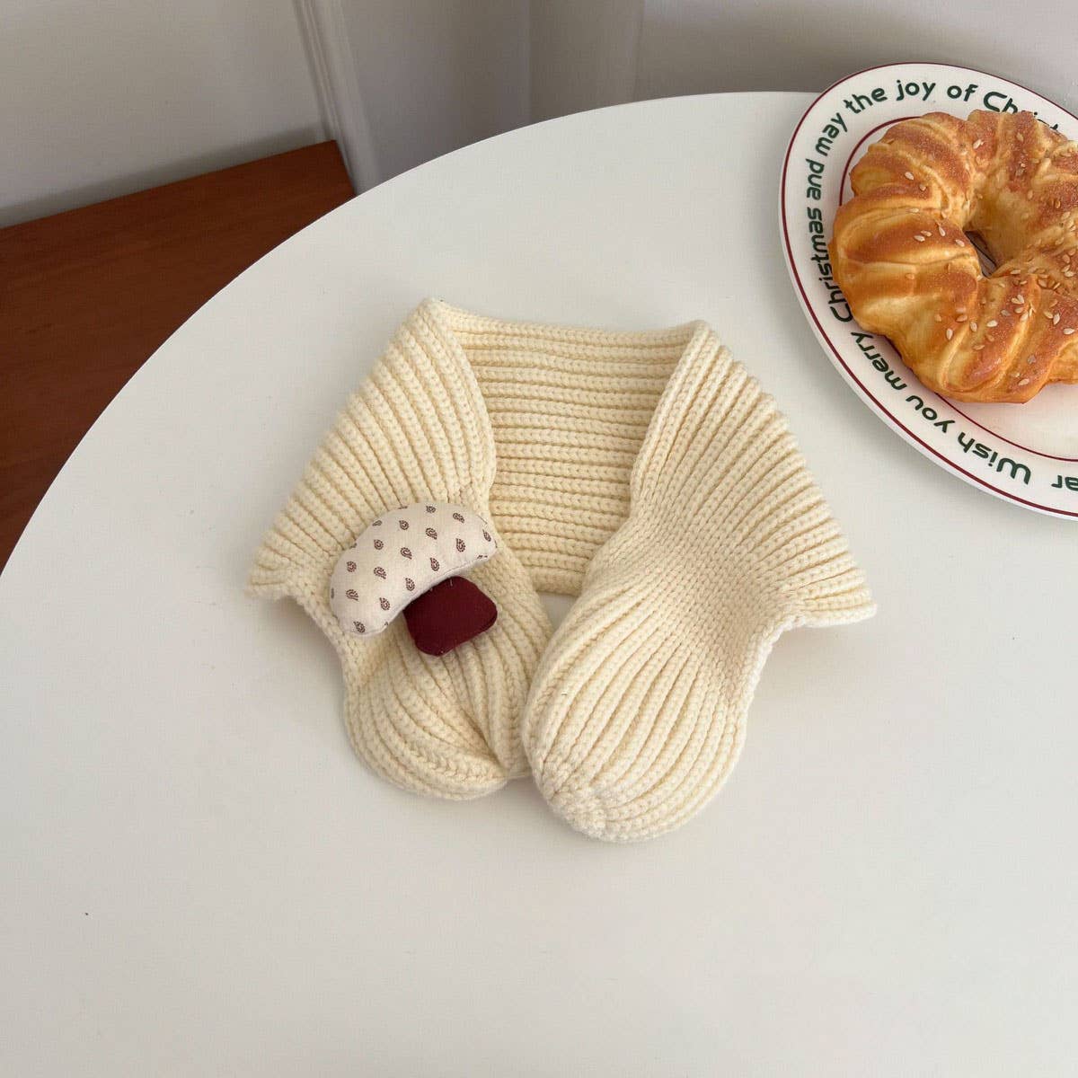 Cute Mushroom Knit Scarf ? Winter Warmth for Kids