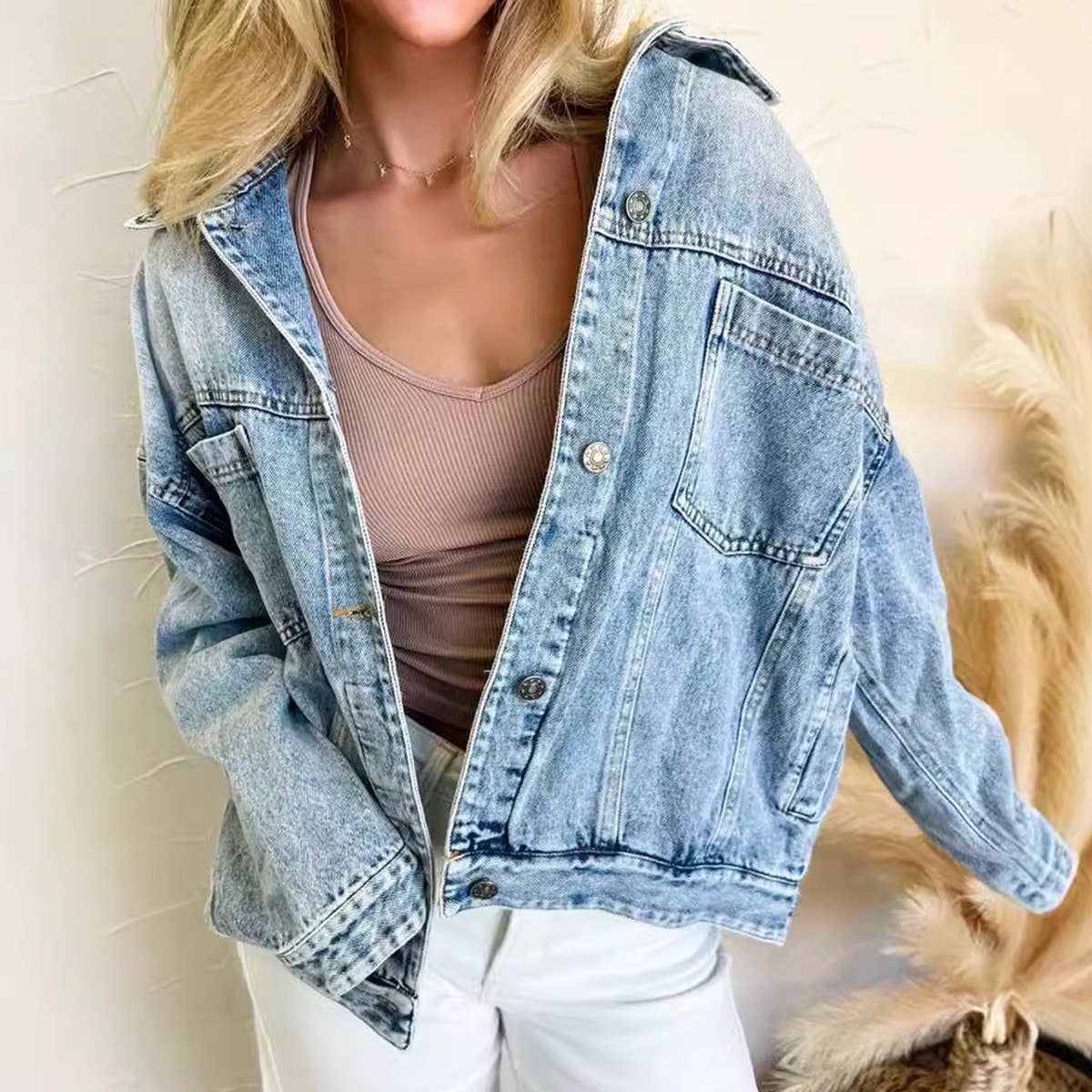 BASIC JACKET POCKETS LOOSE DENIM JACKET