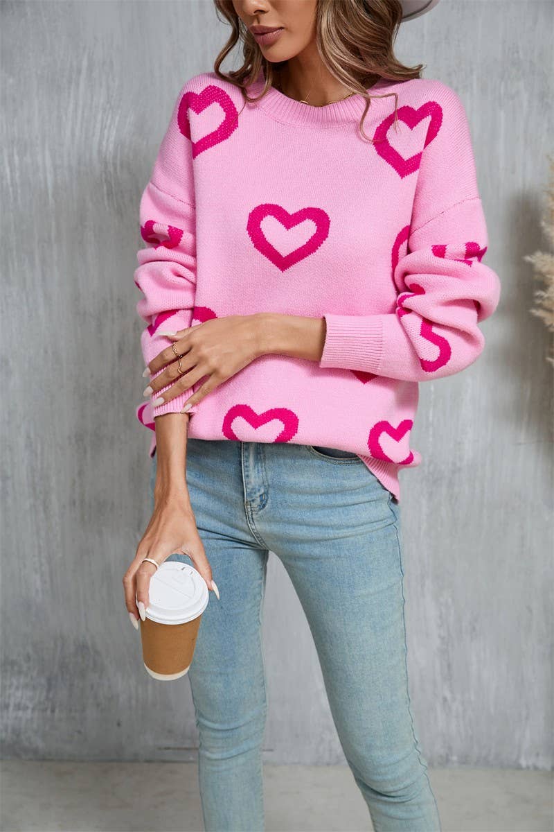 CWOSWL5788_JACQUARD HEART VALENTINE'S DAY CREW NECK SWEATER