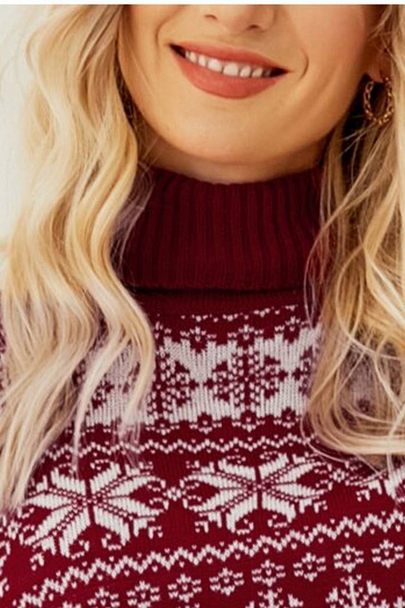 CWOSWL2438_JACQUARD TURTLENECK CHRISTMAS SWEATER
