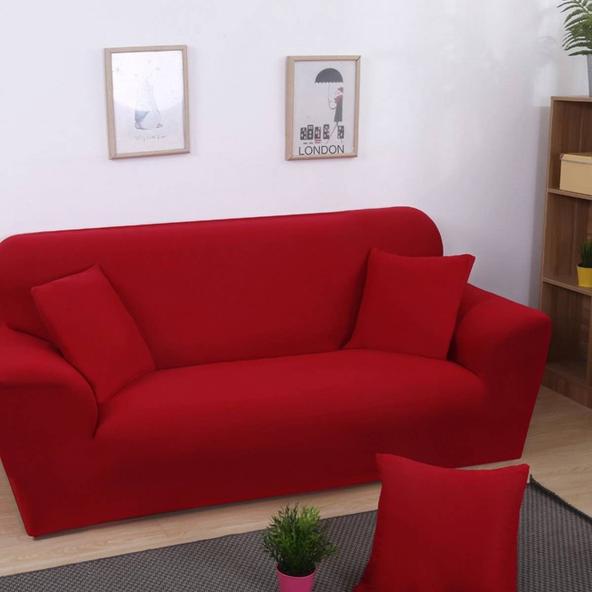 Modern Knit Sofa Cover, Stretch Fit, Solid Color