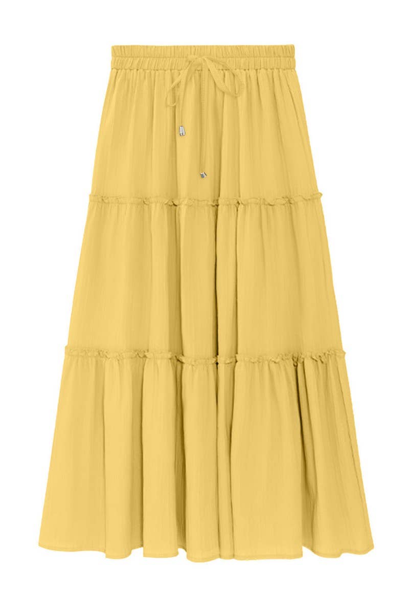 CWBLS0557_CASUAL SOLID PATCHWORK ELASTIC WAIST MAXI SKIRT