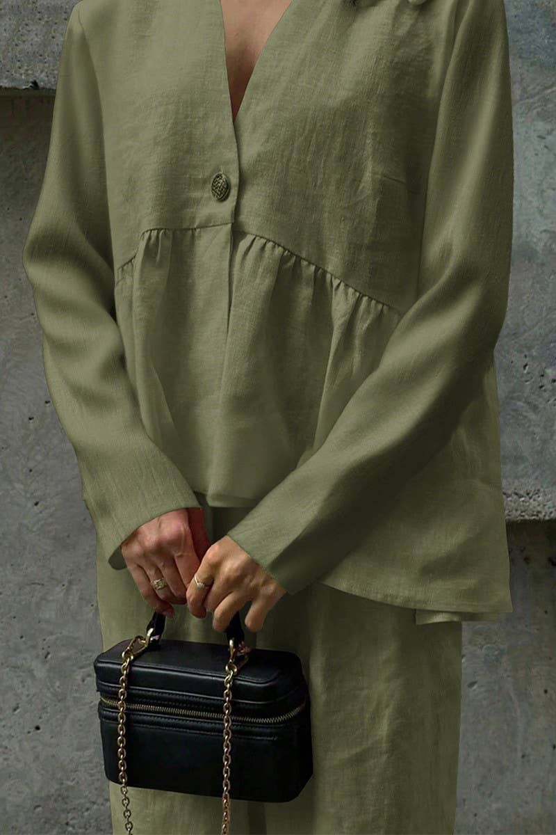 CWSTB00448_CASUAL LONG SLEEVE TEE AND STRAIGHT PANTS SET