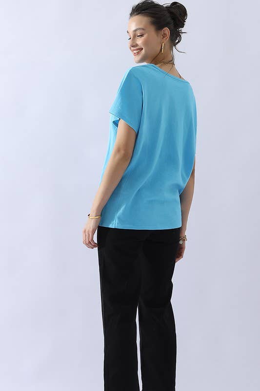 CWTTS691_LOOSE FIT ROUND NECK SHORT SLEEVE T SHIRT TOP