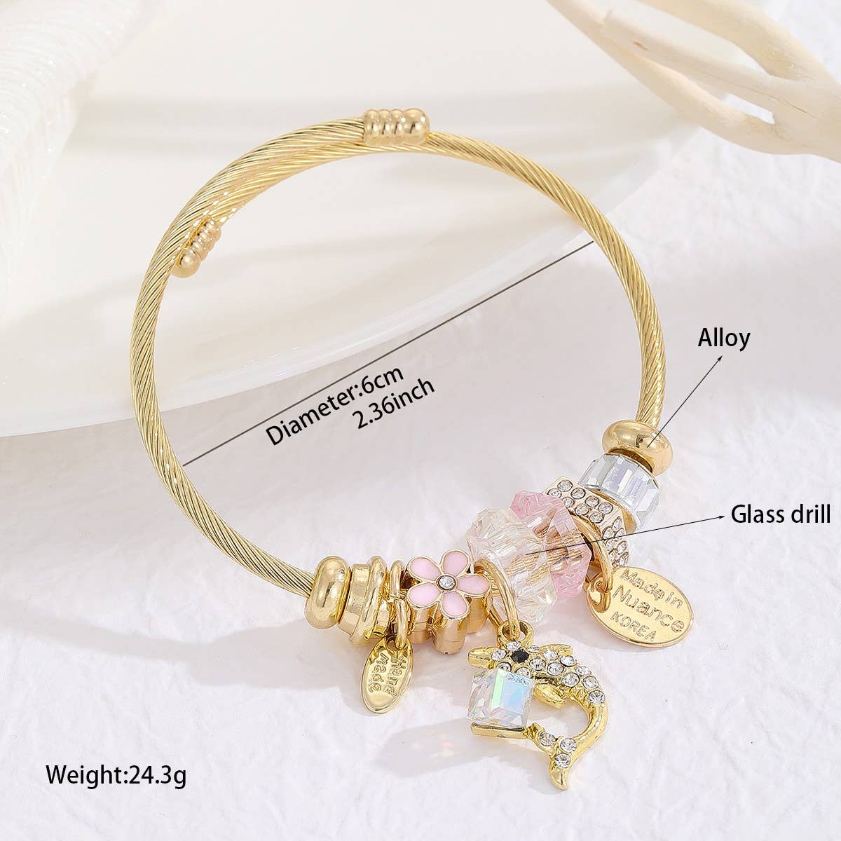 Gold Stainless Steel Dolphin Tail Bracelet