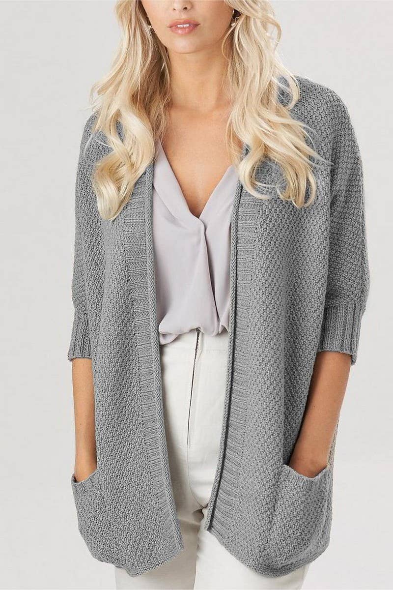 CWOCAL1634_SOLID COLOR LOOSE POCKET KNITTED CARDIGAN
