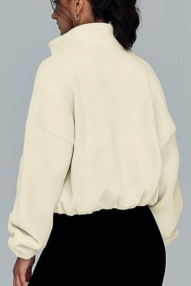 CWOCO00163_ZIPPER STAND COLLAR SPORTS SWEATSHIRT COAT