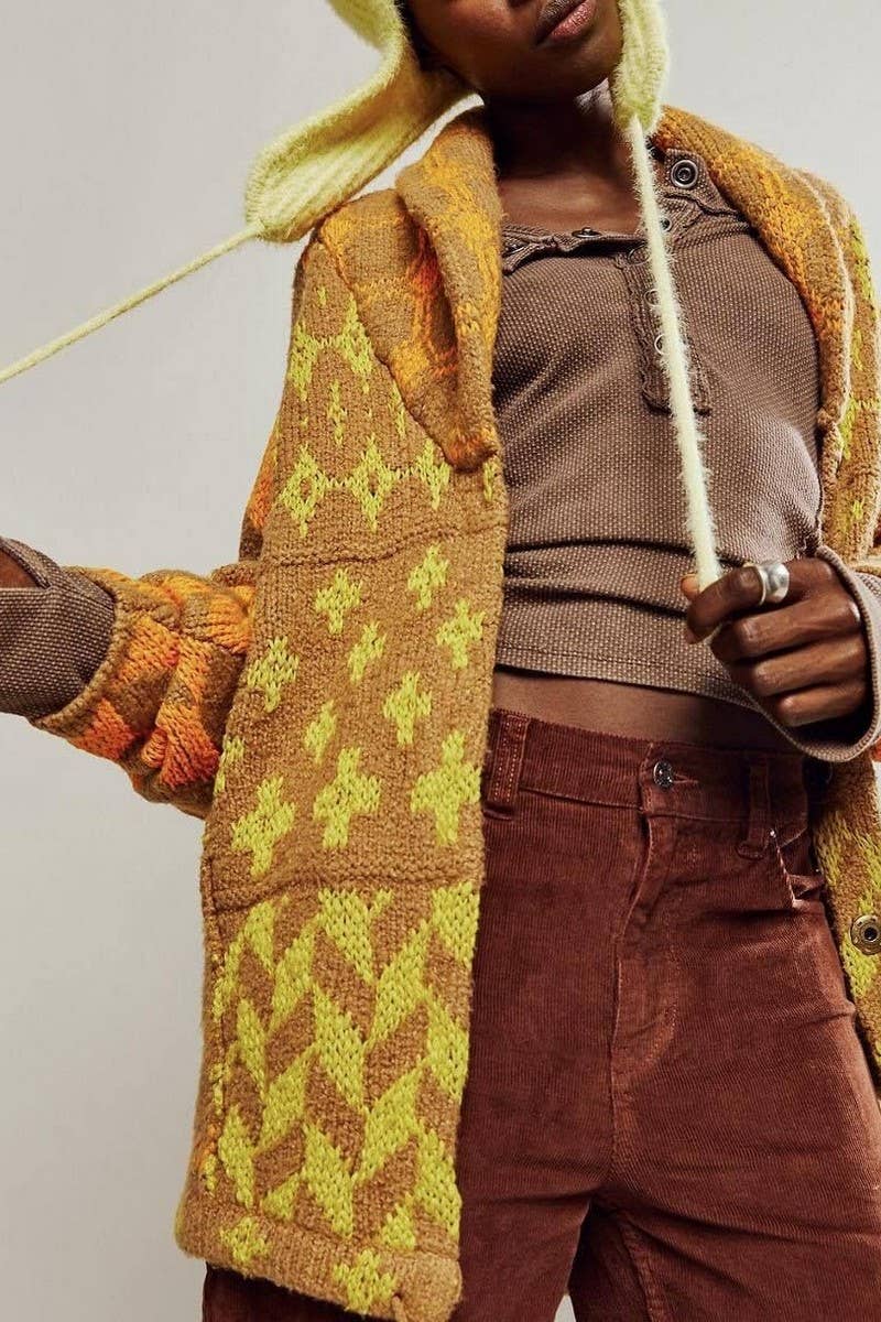 CWOSWL07748_2024 Y2K ABSTRACT PRINT COLLARED KNIT DRESS