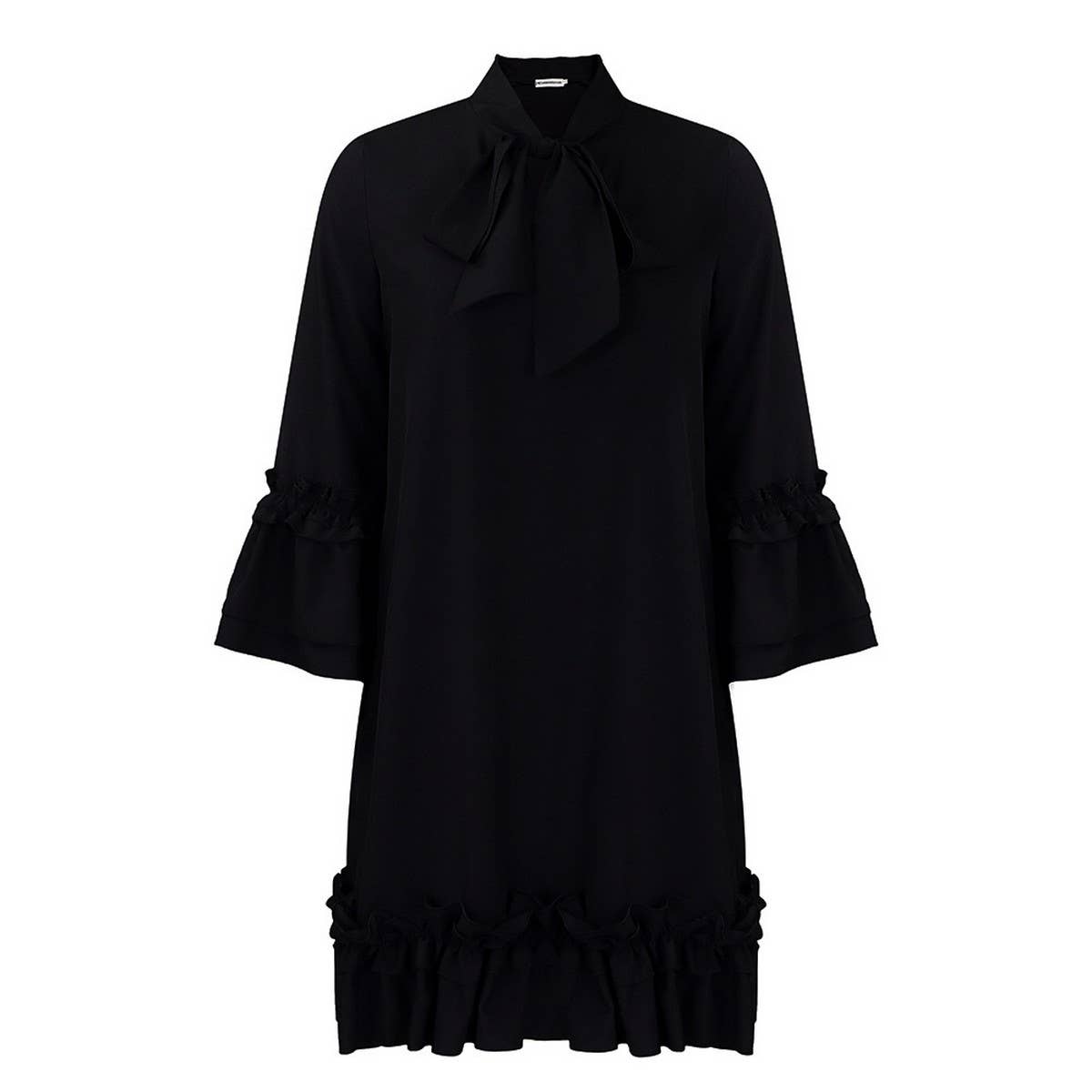 LOOSE CASUAL PLUS SIZE LOTUS LEAF SLEEVE TIE DRESS