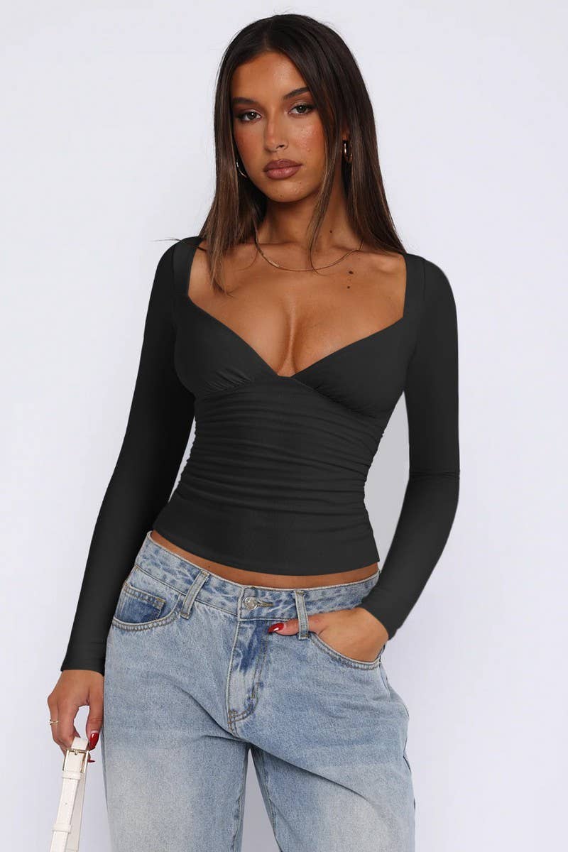 CWTTL2059_SUMMER LIGHT MATURE STYLE SLIM HOT GIRL TOP