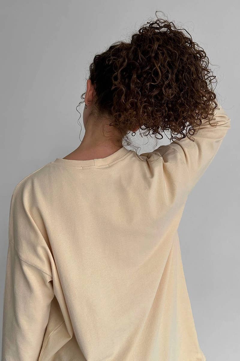 CWTBLL1730_LOOSE COTTON ROUND NECK LONG SLEEVE TOP