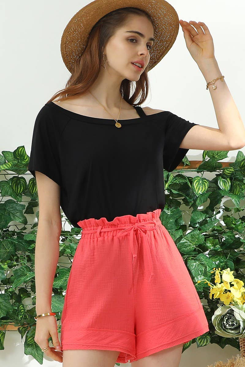 CWBSP153_HIGH WAIST VINTAGE COTTON PANTS WITH RAW CUT