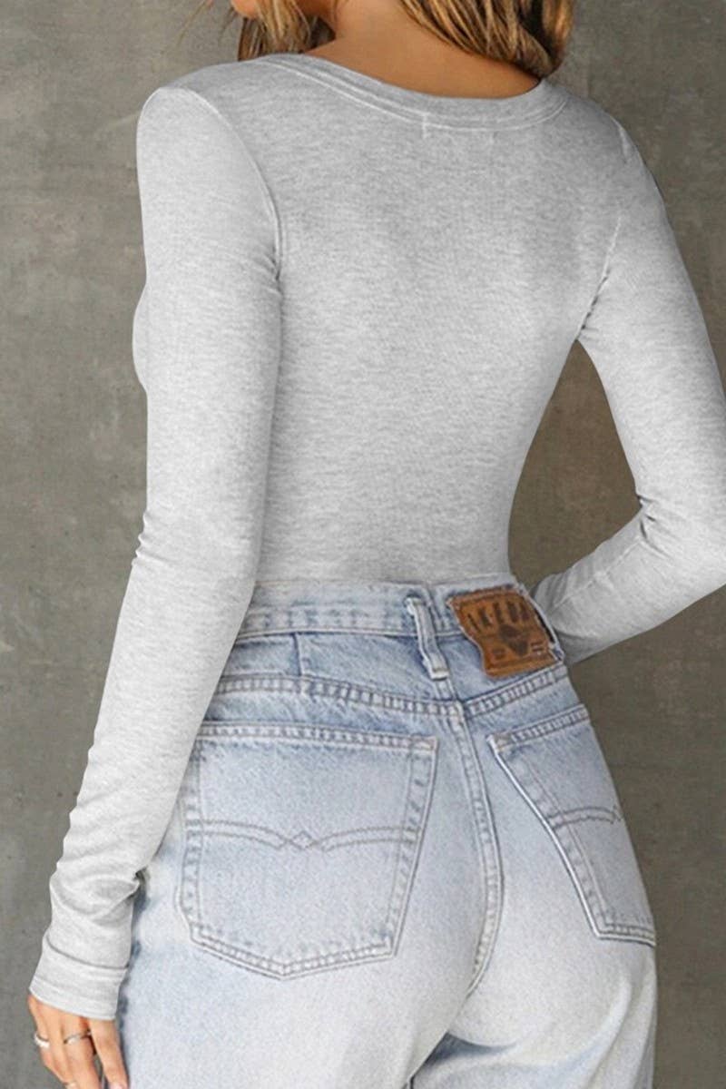 CWTBLL01070_V NECK SLIM FIT SOLID LONG SLEEVE TOP