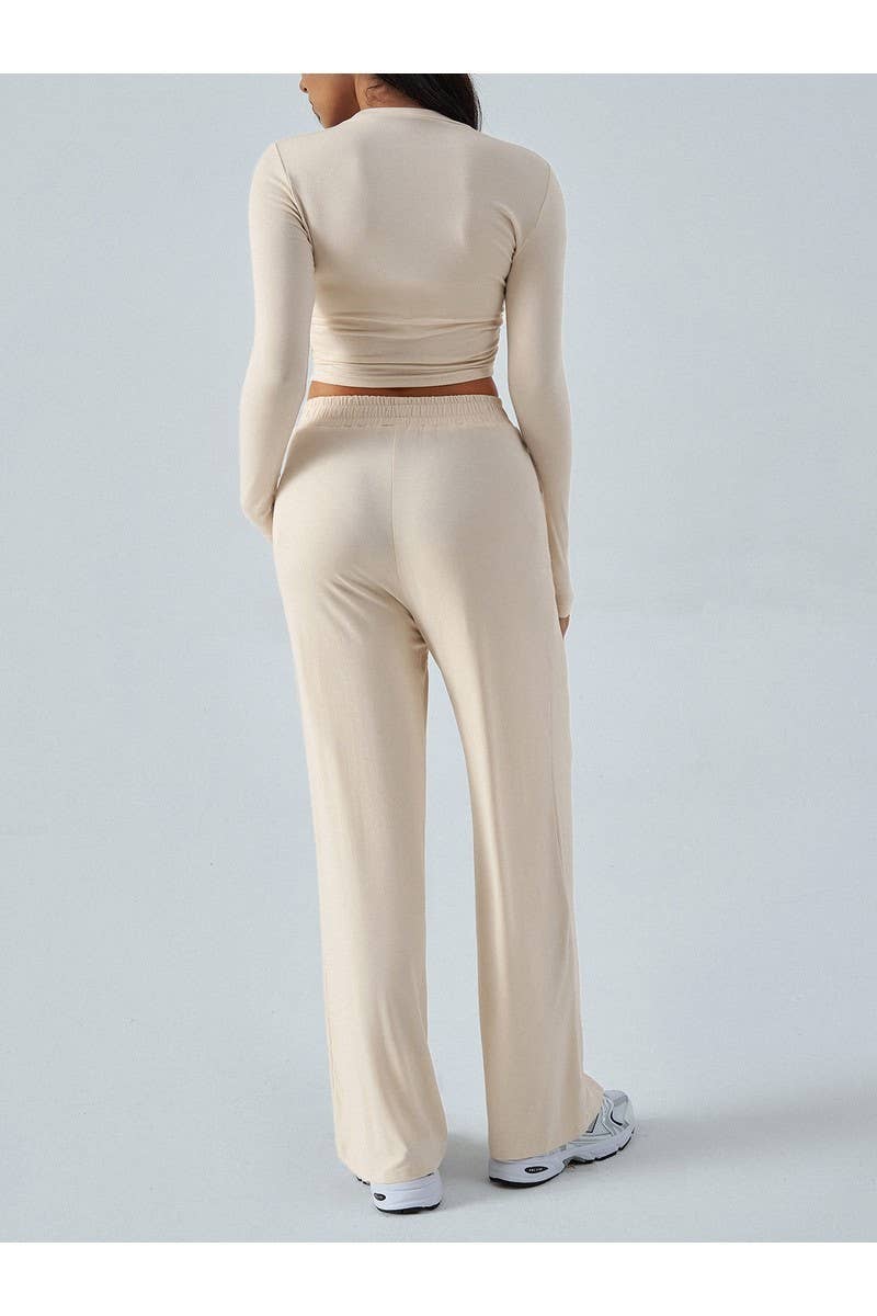 CWSTB00486_Y2K WOMEN 2 PIECE SET DRAWSTRING WIDE LEG PANTS