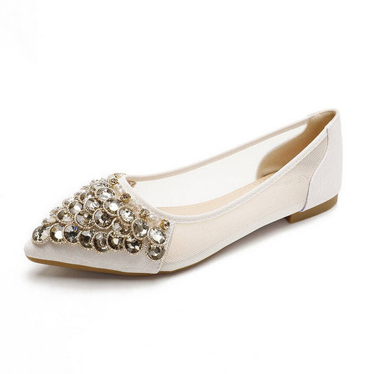 WOMEN FASHION DIAMOND MESH CRYSTAL FLAT SHOES