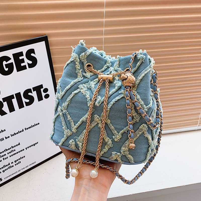 Denim fashionable crossbody bucket bag
