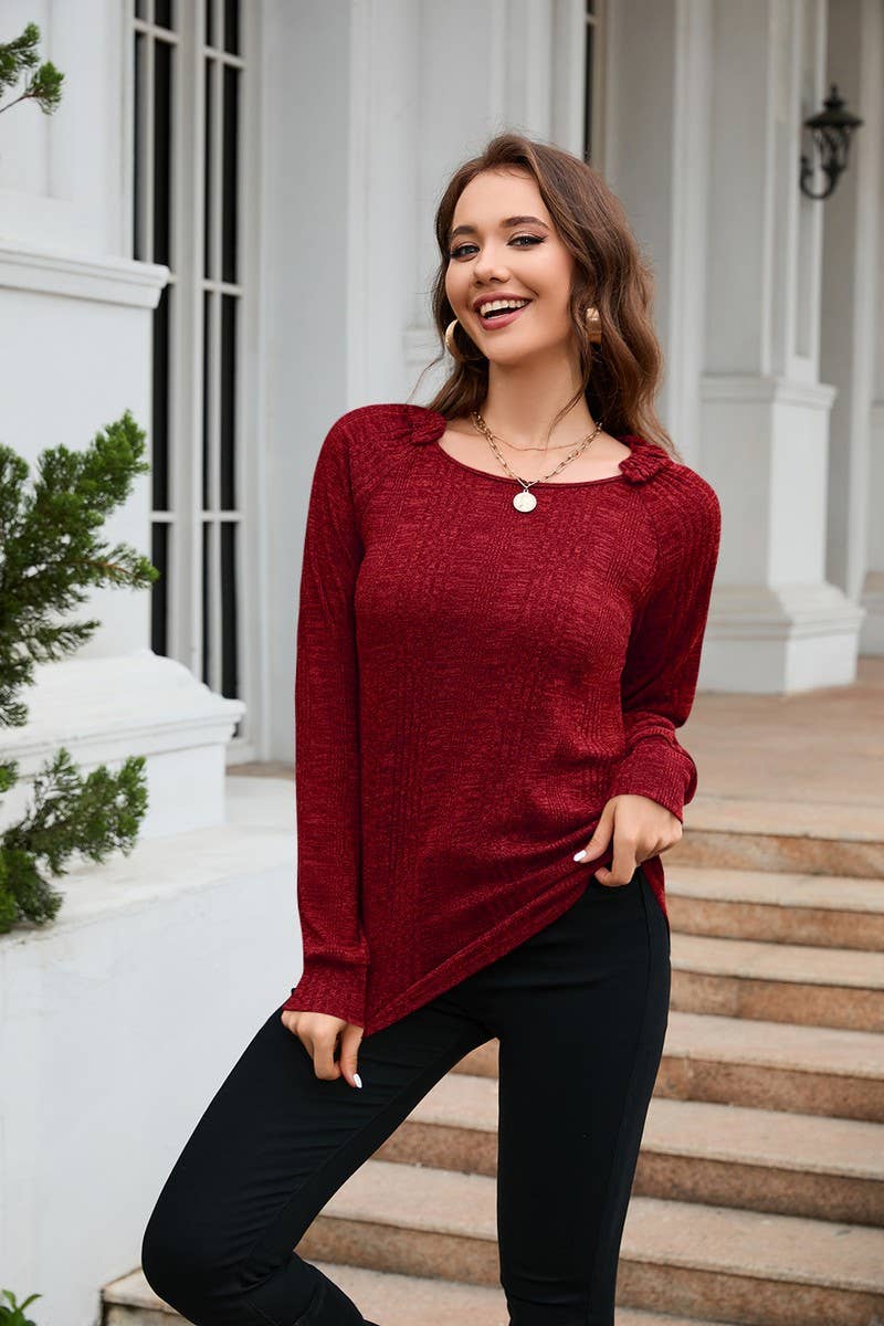 CWTBLL3653_SPRING AND AUTUMN LIGHT CASUAL ROUND NECK PULLOVE