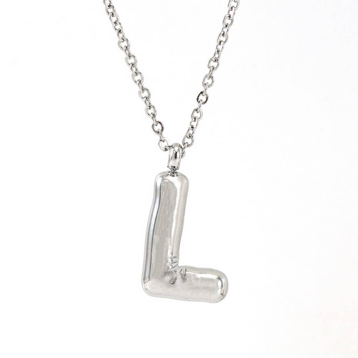 CWAJE1946_Steel Color Bubble Letter Necklace