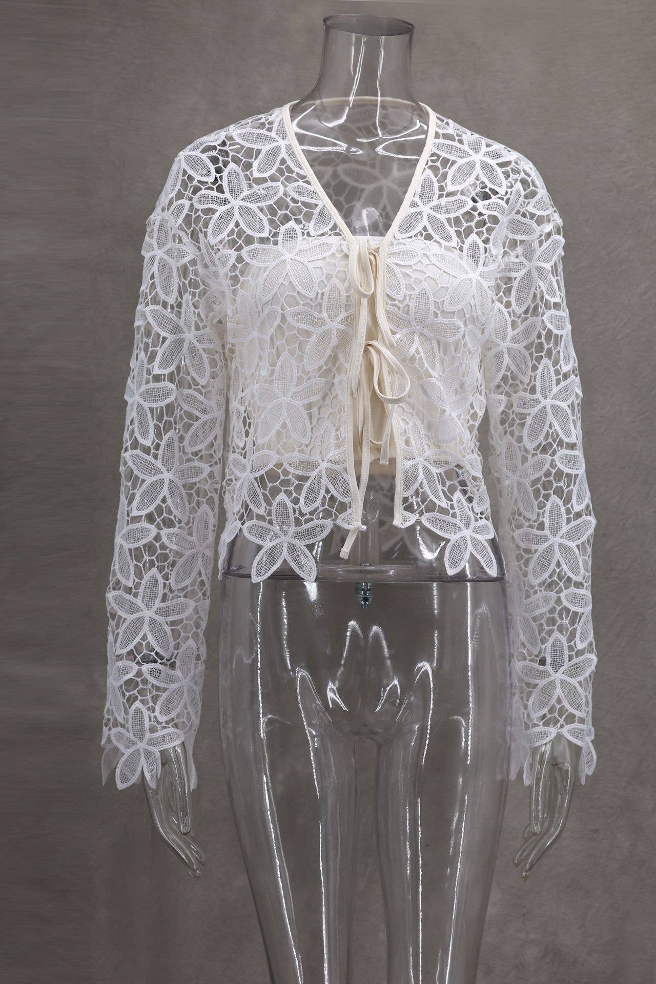 Elegant Lace Flower Embroidered Bustier Jacket