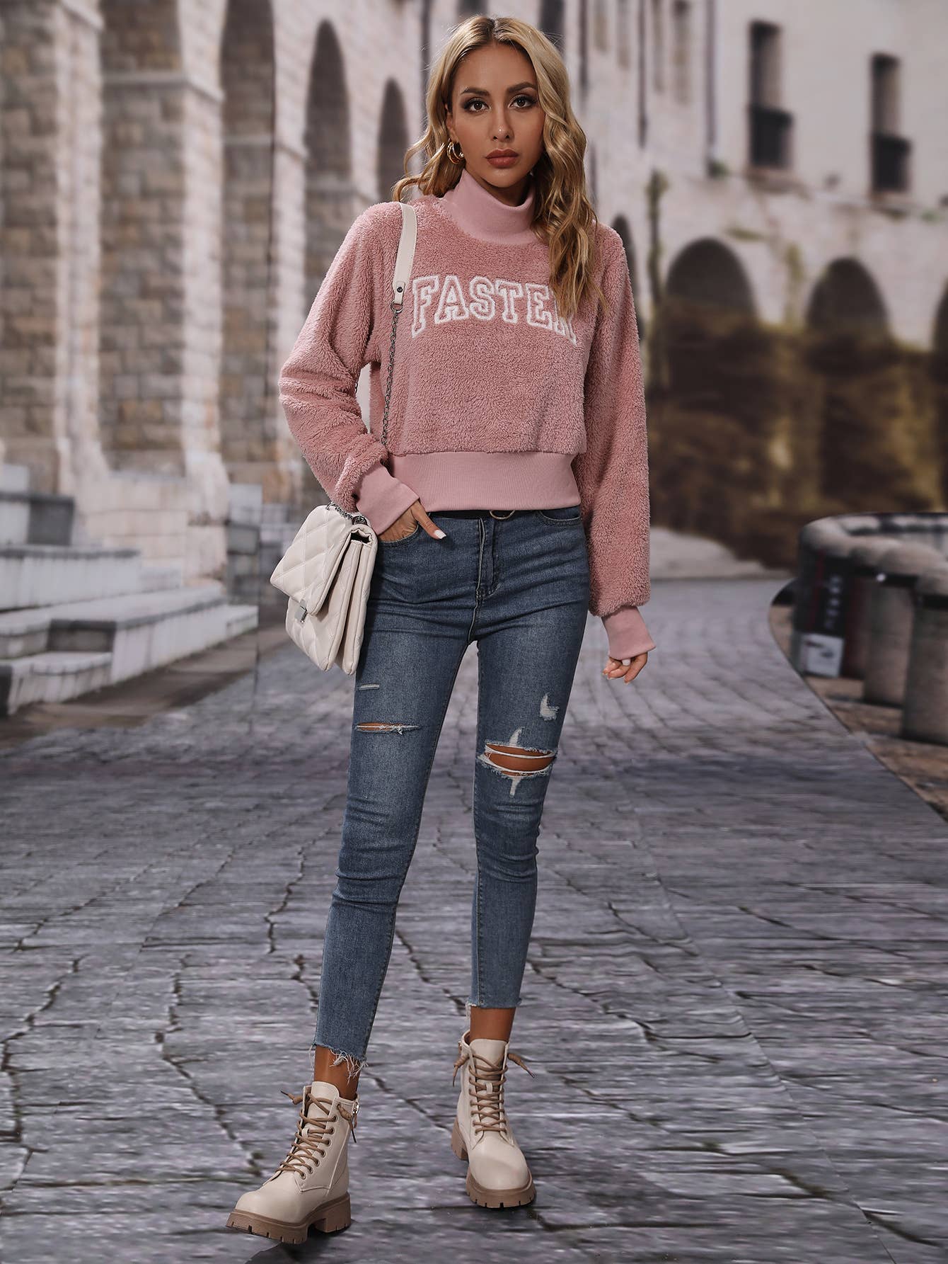 Crew-neck pullover long-sleeved embroidered hoodie