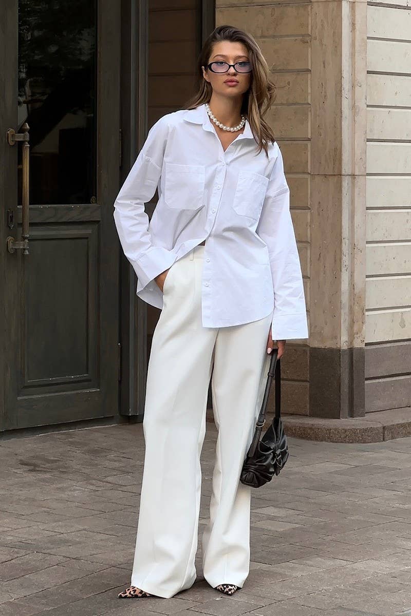 CWTBLL3815_COTTON WHITE COLLAR LONG SLEEVE SHIRT