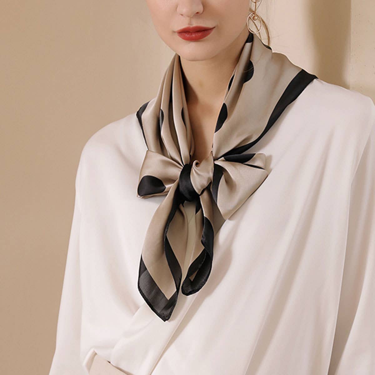 Women’s 35" Polka Dot Silky Wrap Neck Scarf
