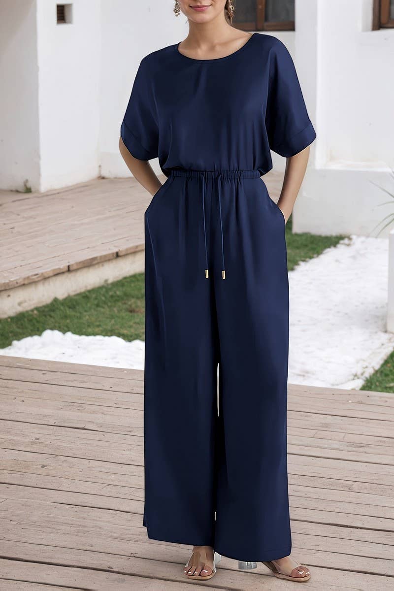 CWSTB2129_CASUAL LOOSE TEE & DRAWSTRING WIDE-LEG PANTS SET