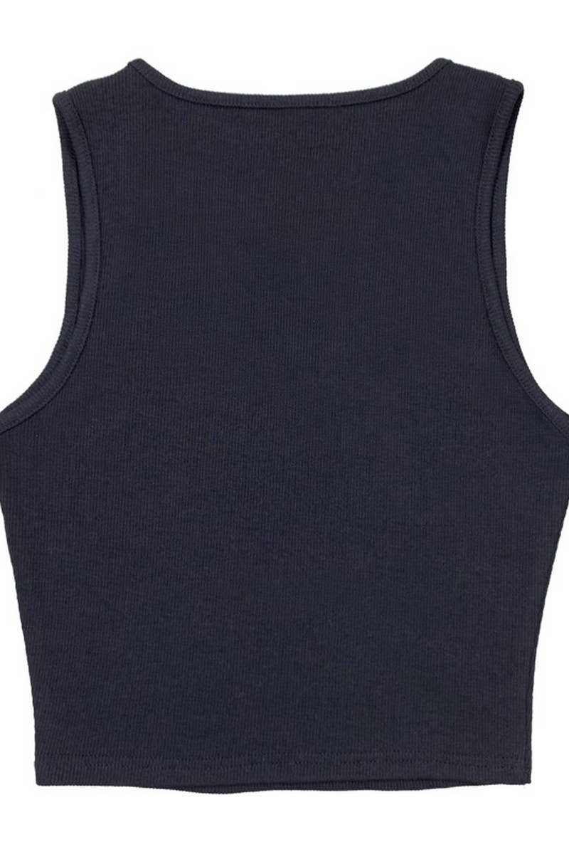 CWTTK0816_SOLID COLOR HOLLOW CHEST SHORT VEST