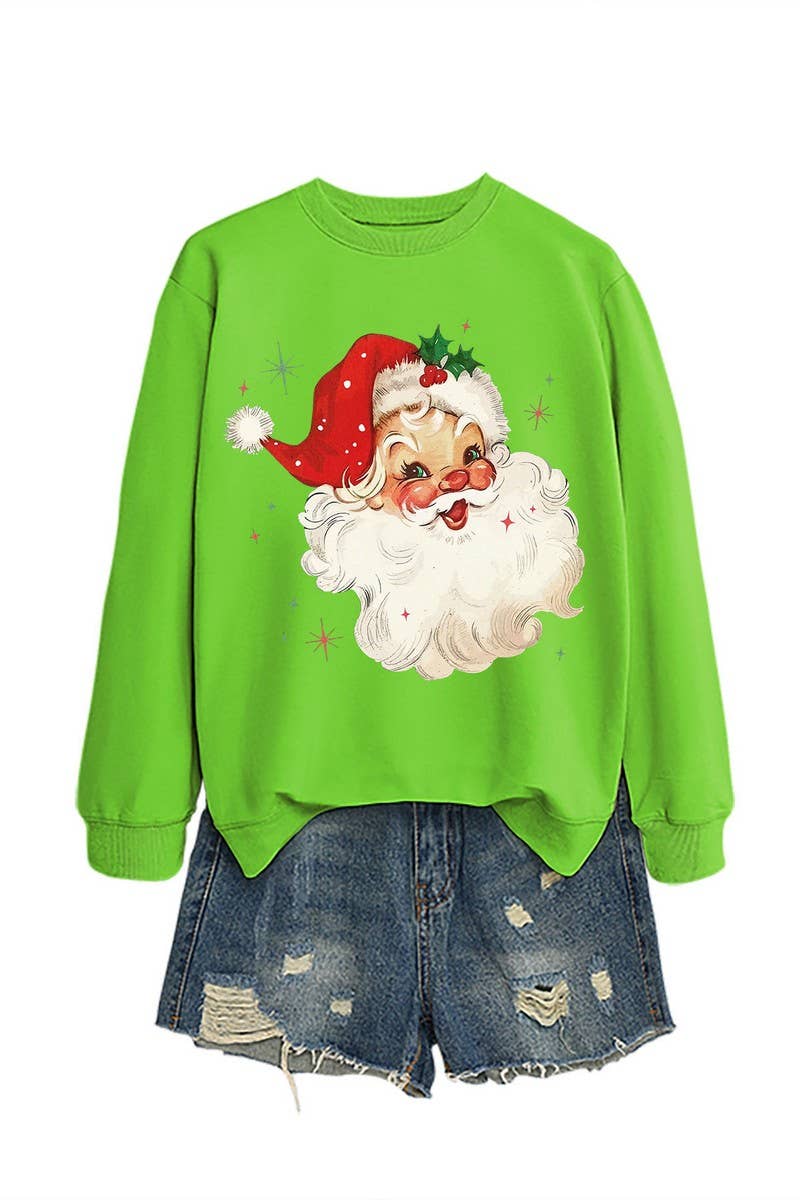CWTBLL01324_SANTA CLAUS HEAD PATTERN PULLOVER SWEATSHIRT