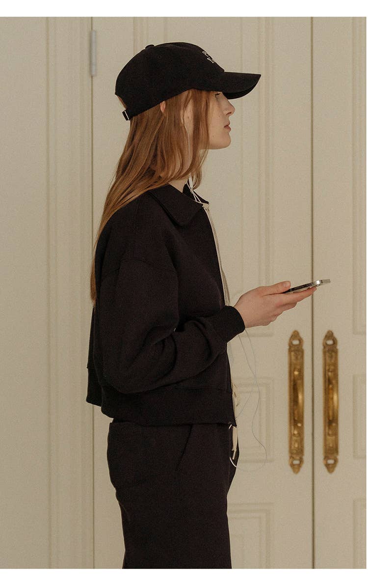 Casual lapel top sweatpants and sportswear set