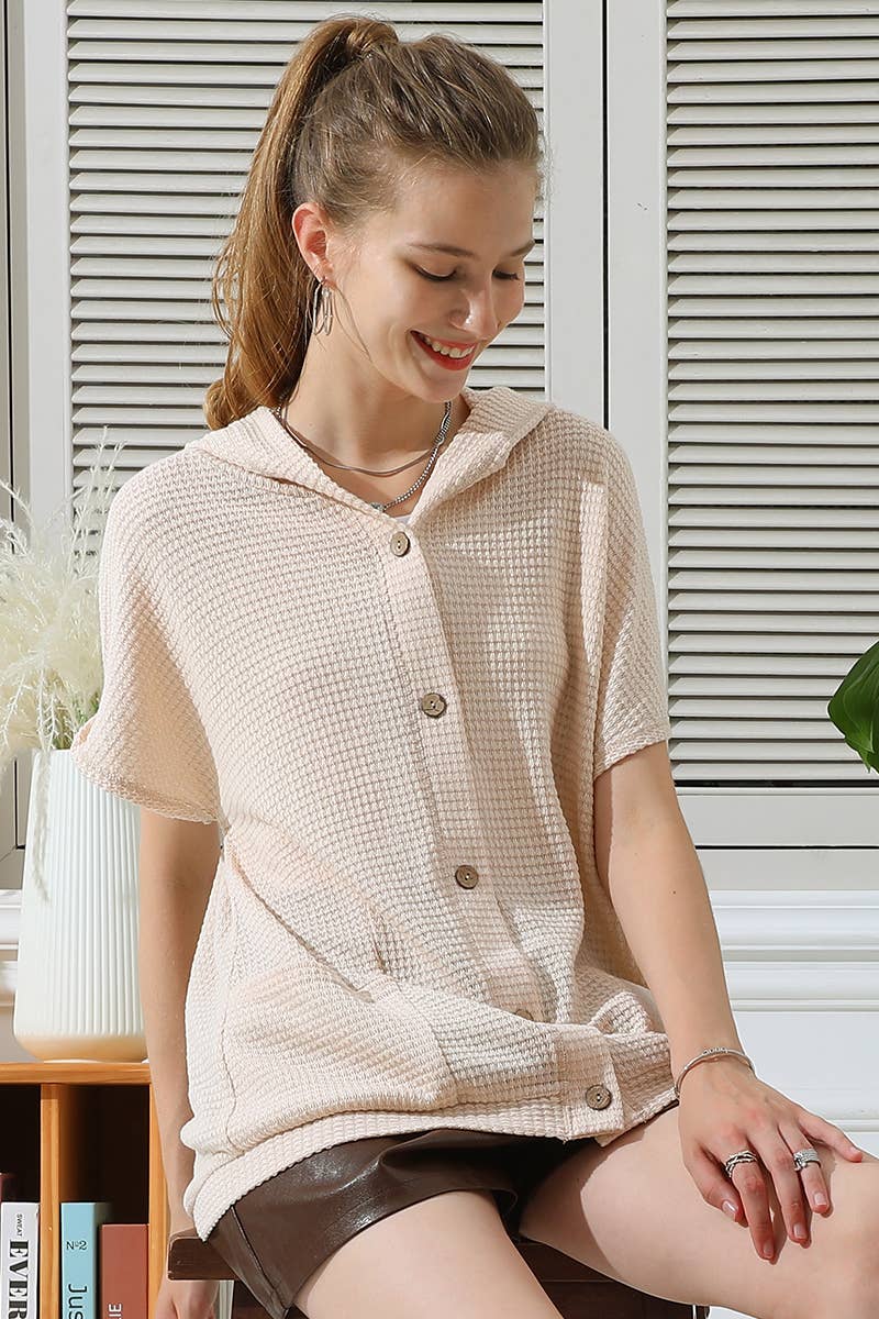 CWTTS577-P_PLUS SIZE BOTTON DOWN HODDIE TOP CADIGAN