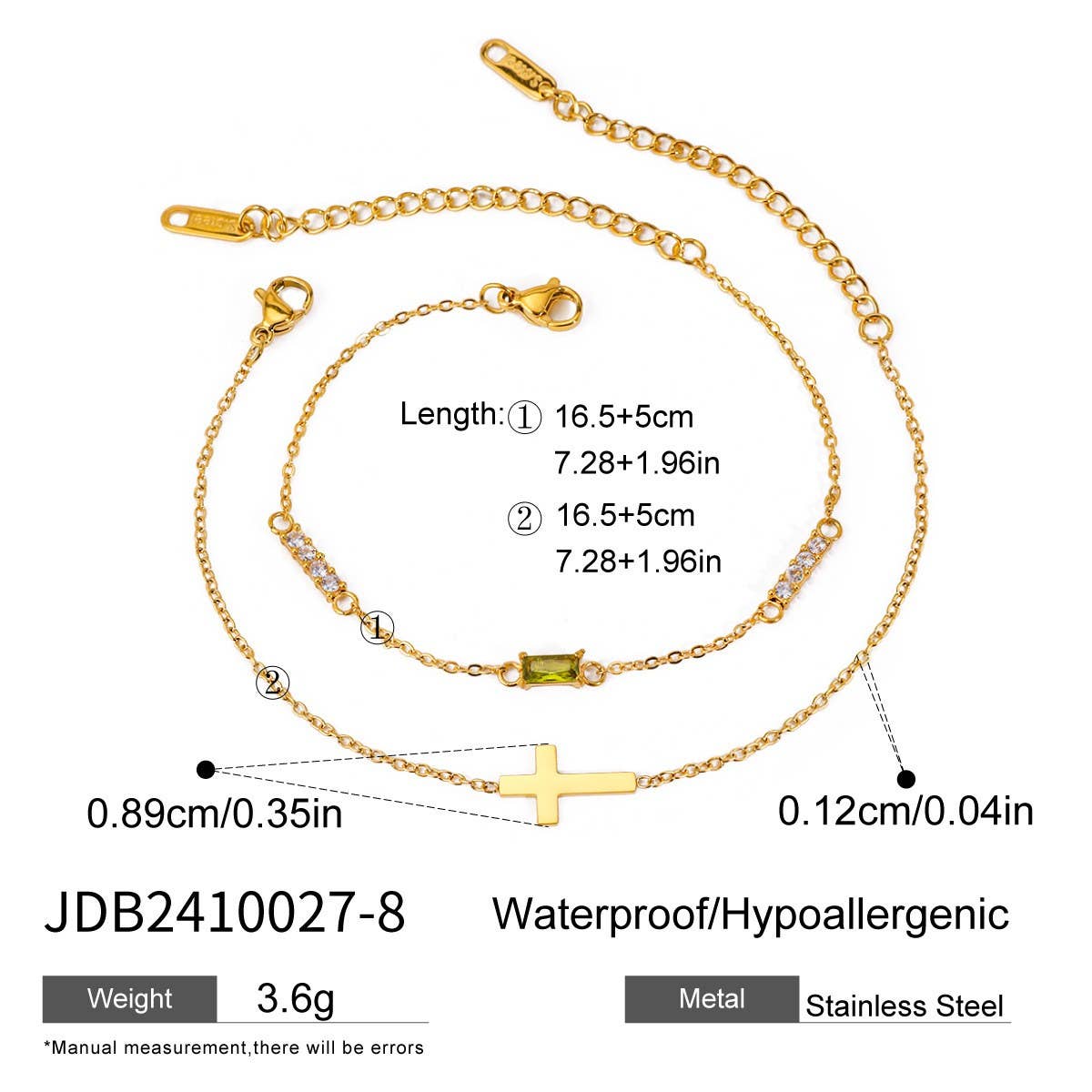 Titanium Double Layer Zodiac & Cross Bracelet