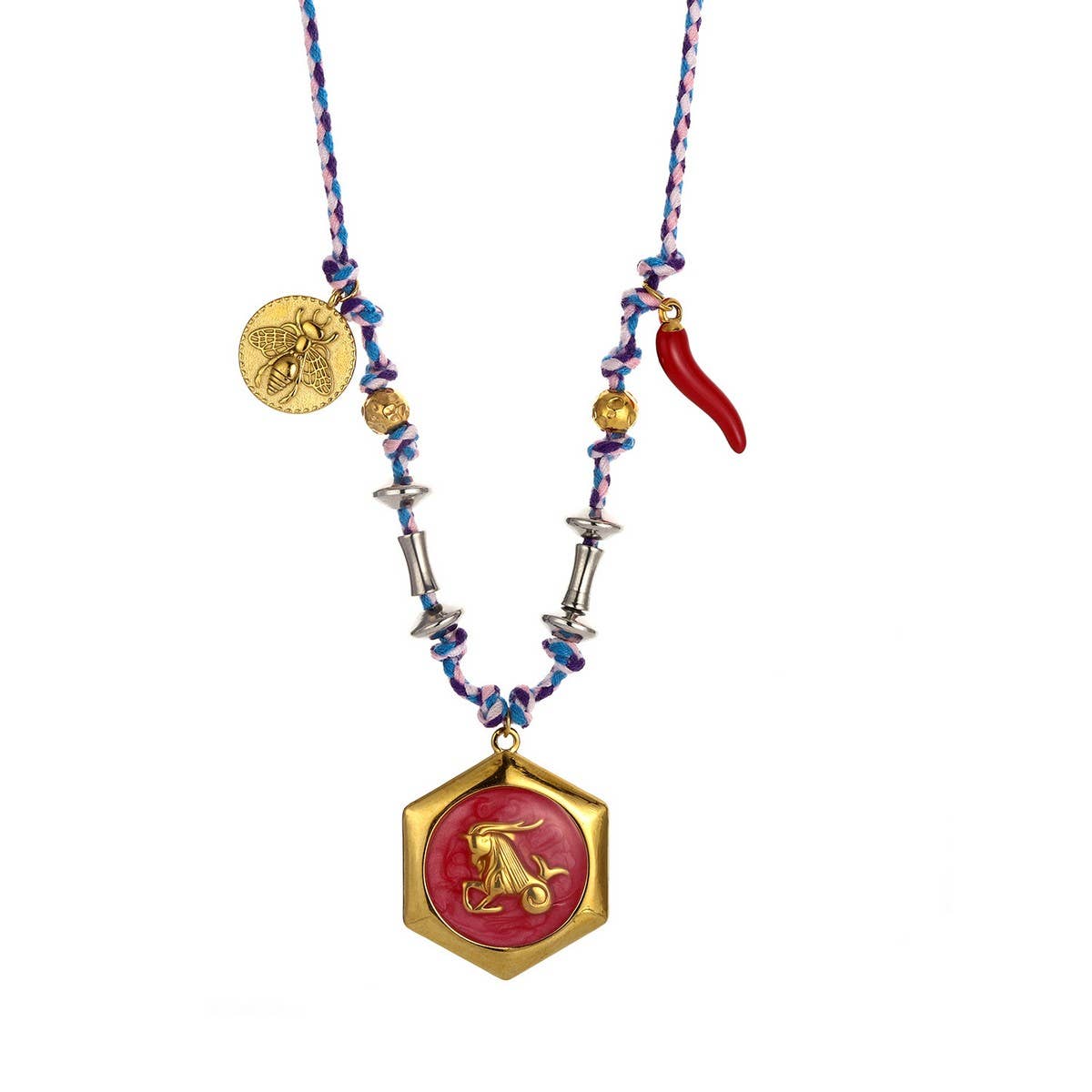 Handmade Zodiac Necklace with Enamel Charms