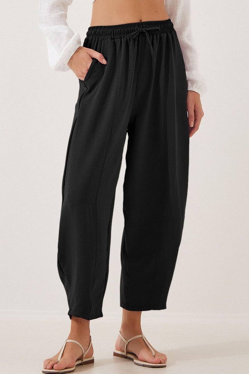 CWBLP01036_HIGH WAIST DRAWSTRING POCKET CROPPED PANTS