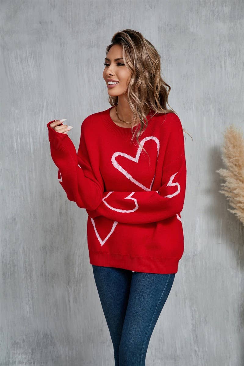 CWOSWL5764_VALENTINE'S DAY BIG HEART CONTRAST SWEATER