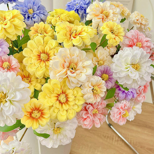 Faux Long-Stem Marigold Peony Flower for Decor