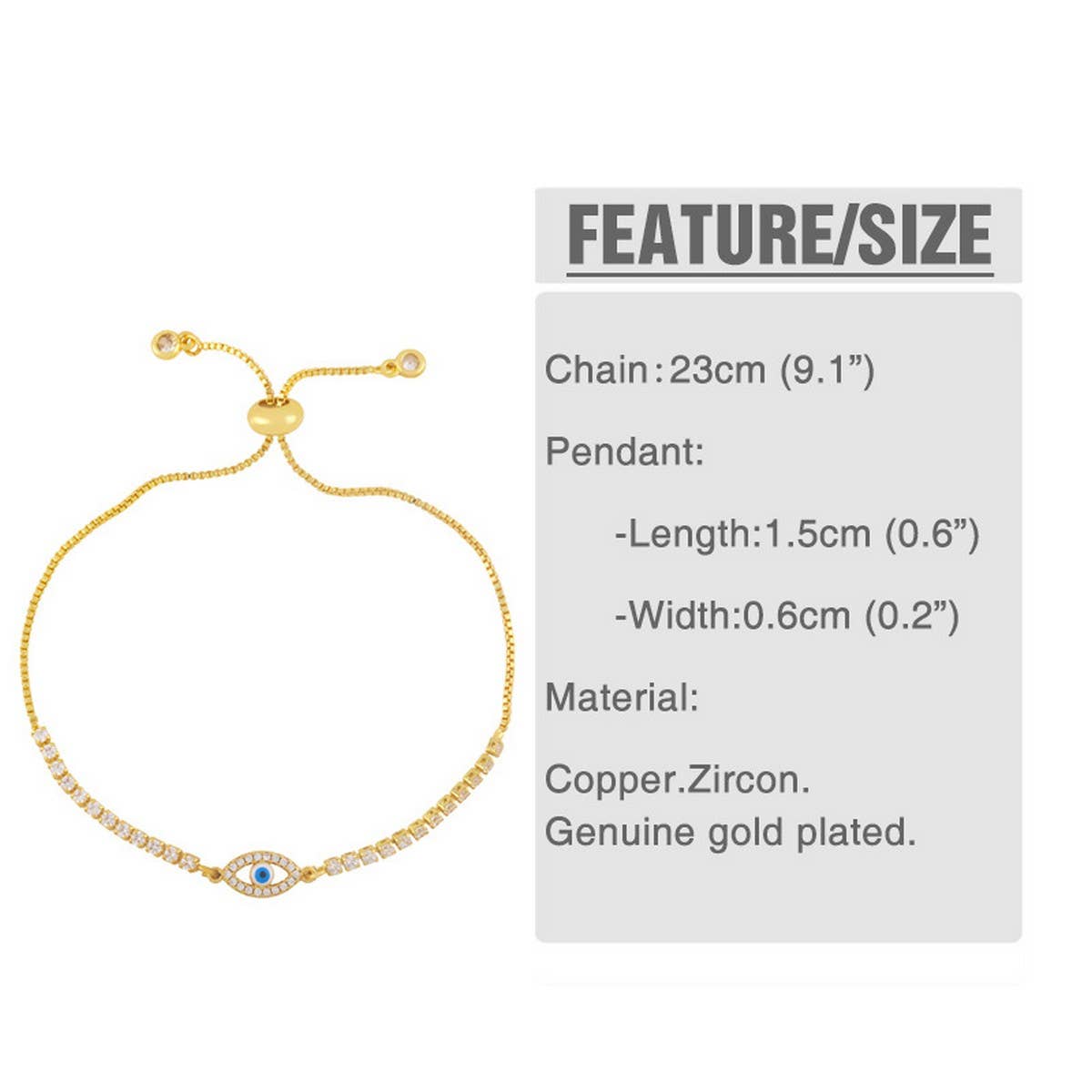 DEVIL'S EYE BUTTERFLY PLATED 18K GOLD BRACELET