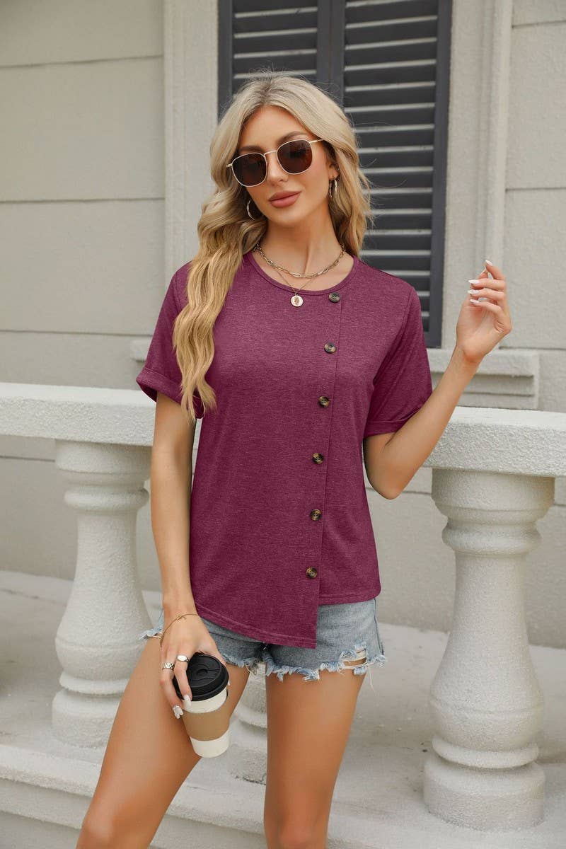CWTTS0841_Round Neck Short Sleeve Knit Top