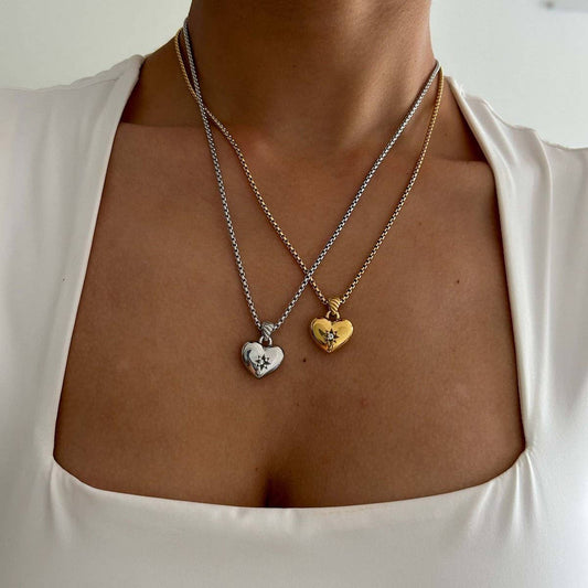 Valentine's Day Heart Necklace with Zirconia